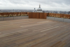 Universal pedestals for decking Aldersgate project