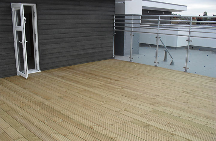 Finished terrace decking at oakwood group