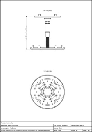 Class A2-s1, d0 Pedestal for Decking 100-140mm