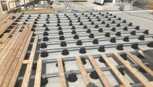 Rail system adjustable pedestals tiling